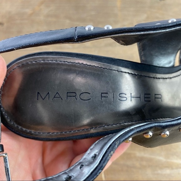 Marc Fisher black with silver studs sexy sling back heels, 7.5 - Picture 6 of 10